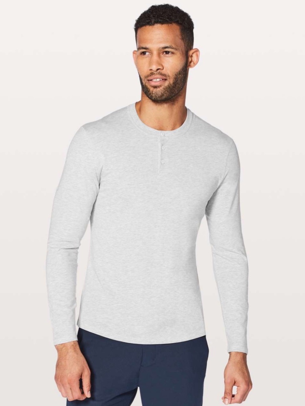 Lululemon 5 Year Basic Long Sleeve Henley Heathered Core Light Grey Men’s XL